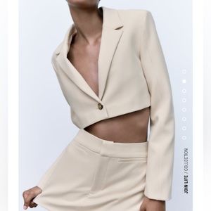 Zara Cropped Blazer Bone
